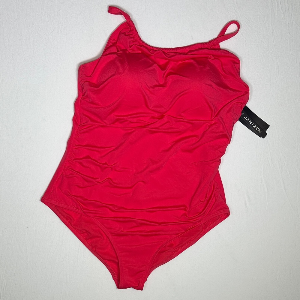 Jantzen NWT One-Piece Swimsuit Sugar Coral Hot Pink Plus Size 18W Built-In Bra - Picture 4 of 8